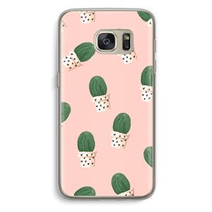 CaseCompany Cactusprint roze: Samsung Galaxy S7 Transparant Hoesje