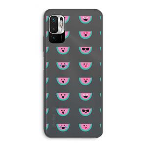 CaseCompany Smiley watermeloenprint: Xiaomi Redmi Note 10 5G Transparant Hoesje