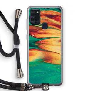 CaseCompany Green Inferno: Samsung Galaxy A21s Transparant Hoesje met koord