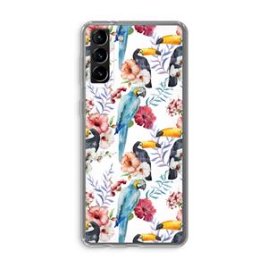CaseCompany Bloemen tukan: Samsung Galaxy S21 Plus Transparant Hoesje
