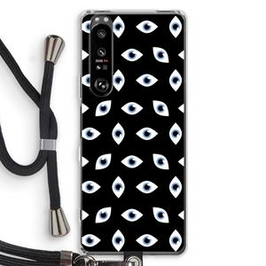 CaseCompany Eyes pattern: Sony Xperia 1 III Transparant Hoesje met koord