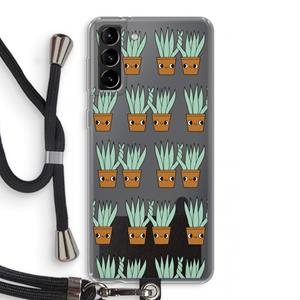CaseCompany Sansevieria: Samsung Galaxy S21 Plus Transparant Hoesje met koord