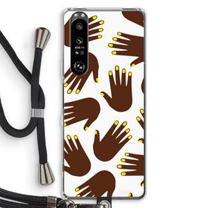 CaseCompany Hands dark: Sony Xperia 1 III Transparant Hoesje met koord