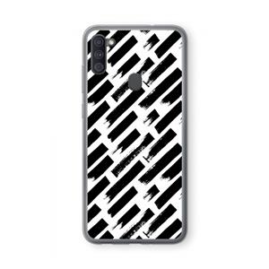 CaseCompany Zwarte vegen: Samsung Galaxy A11 Transparant Hoesje