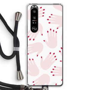 CaseCompany Hands pink: Sony Xperia 1 III Transparant Hoesje met koord