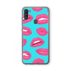 CaseCompany Bite my lip: Samsung Galaxy A11 Transparant Hoesje