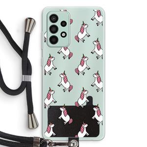 CaseCompany Eenhoorns overal: Samsung Galaxy A52s 5G Transparant Hoesje met koord