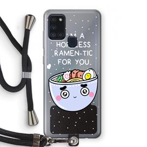 CaseCompany I'm A Hopeless Ramen-Tic For You: Samsung Galaxy A21s Transparant Hoesje met koord