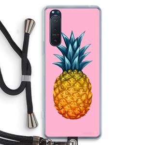 CaseCompany Grote ananas: Sony Xperia 5 II Transparant Hoesje met koord