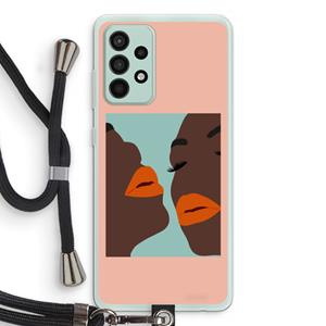 CaseCompany Orange lips: Samsung Galaxy A52s 5G Transparant Hoesje met koord