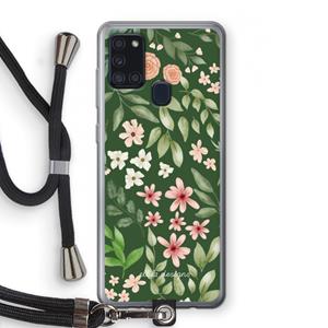 CaseCompany Botanical green sweet flower heaven: Samsung Galaxy A21s Transparant Hoesje met koord