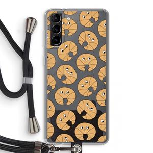 CaseCompany Croissant: Samsung Galaxy S21 Plus Transparant Hoesje met koord