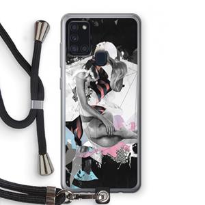 CaseCompany Camouflage de sommeil: Samsung Galaxy A21s Transparant Hoesje met koord