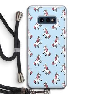 CaseCompany Eenhoorns overal: Samsung Galaxy S10e Transparant Hoesje met koord