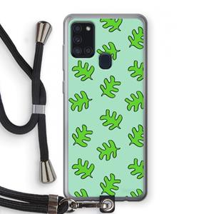 CaseCompany Groene blaadjes: Samsung Galaxy A21s Transparant Hoesje met koord
