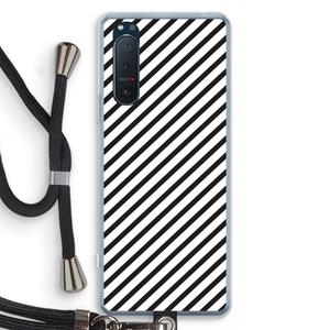 CaseCompany Strepen zwart-wit: Sony Xperia 5 II Transparant Hoesje met koord
