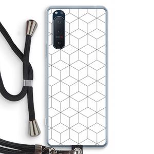 CaseCompany Zwart-witte kubussen: Sony Xperia 5 II Transparant Hoesje met koord