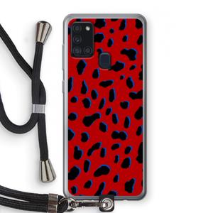 CaseCompany Red Leopard: Samsung Galaxy A21s Transparant Hoesje met koord