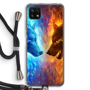 CaseCompany Fire & Ice: Samsung Galaxy A22 5G Transparant Hoesje met koord