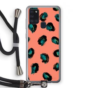 CaseCompany Pink Cheetah: Samsung Galaxy A21s Transparant Hoesje met koord