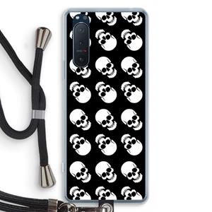 CaseCompany Musketon Skulls: Sony Xperia 5 II Transparant Hoesje met koord