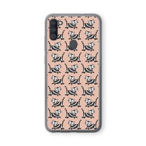 CaseCompany Zwarte poes: Samsung Galaxy A11 Transparant Hoesje