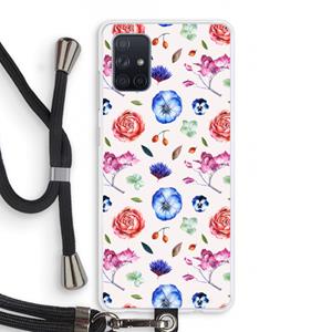 CaseCompany Bloemetjes: Samsung Galaxy A71 Transparant Hoesje met koord
