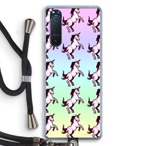 CaseCompany Musketon Unicorn: Sony Xperia 5 II Transparant Hoesje met koord