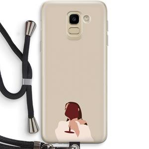 CaseCompany I drink wine: Samsung Galaxy J6 (2018) Transparant Hoesje met koord