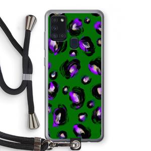 CaseCompany Green Cheetah: Samsung Galaxy A21s Transparant Hoesje met koord