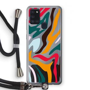CaseCompany Colored Zebra: Samsung Galaxy A21s Transparant Hoesje met koord
