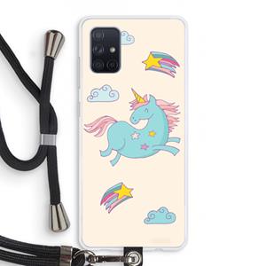 CaseCompany Vliegende eenhoorn: Samsung Galaxy A71 Transparant Hoesje met koord