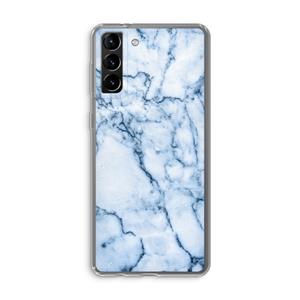 CaseCompany Blauw marmer: Samsung Galaxy S21 Plus Transparant Hoesje