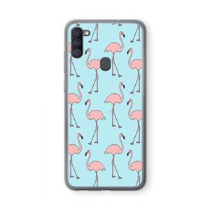 CaseCompany Anything Flamingoes: Samsung Galaxy A11 Transparant Hoesje