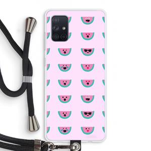 CaseCompany Smiley watermeloenprint: Samsung Galaxy A71 Transparant Hoesje met koord