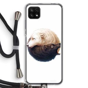 CaseCompany Yin Yang Wolves: Samsung Galaxy A22 5G Transparant Hoesje met koord