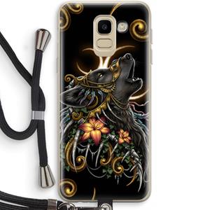 CaseCompany Huilende Wolf: Samsung Galaxy J6 (2018) Transparant Hoesje met koord