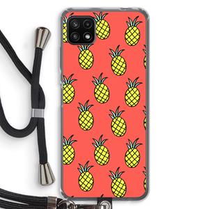 CaseCompany Ananas: Samsung Galaxy A22 5G Transparant Hoesje met koord