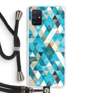 CaseCompany Gekleurde driehoekjes blauw: Samsung Galaxy A71 Transparant Hoesje met koord