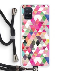 CaseCompany Gekleurde driehoekjes: Samsung Galaxy A71 Transparant Hoesje met koord