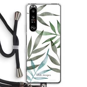 CaseCompany Tropical watercolor leaves: Sony Xperia 1 III Transparant Hoesje met koord