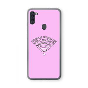 CaseCompany Home Is Where The Wifi Is: Samsung Galaxy A11 Transparant Hoesje