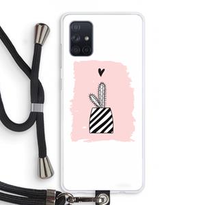 CaseCompany Zwart-wit cactus: Samsung Galaxy A71 Transparant Hoesje met koord