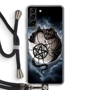 CaseCompany Volle maan: Samsung Galaxy S21 Plus Transparant Hoesje met koord