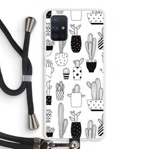 CaseCompany Cactusmotief: Samsung Galaxy A71 Transparant Hoesje met koord