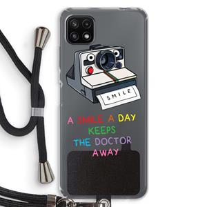 CaseCompany Smile: Samsung Galaxy A22 5G Transparant Hoesje met koord