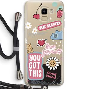 CaseCompany Positivity: Samsung Galaxy J6 (2018) Transparant Hoesje met koord