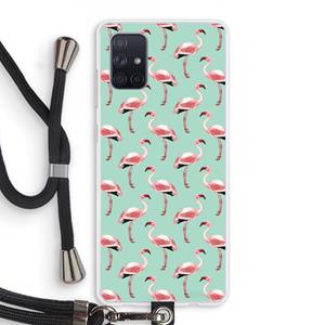 CaseCompany Flamingoprint groen: Samsung Galaxy A71 Transparant Hoesje met koord