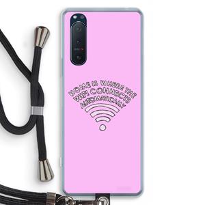 CaseCompany Home Is Where The Wifi Is: Sony Xperia 5 II Transparant Hoesje met koord