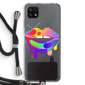 CaseCompany Lip Palette: Samsung Galaxy A22 5G Transparant Hoesje met koord